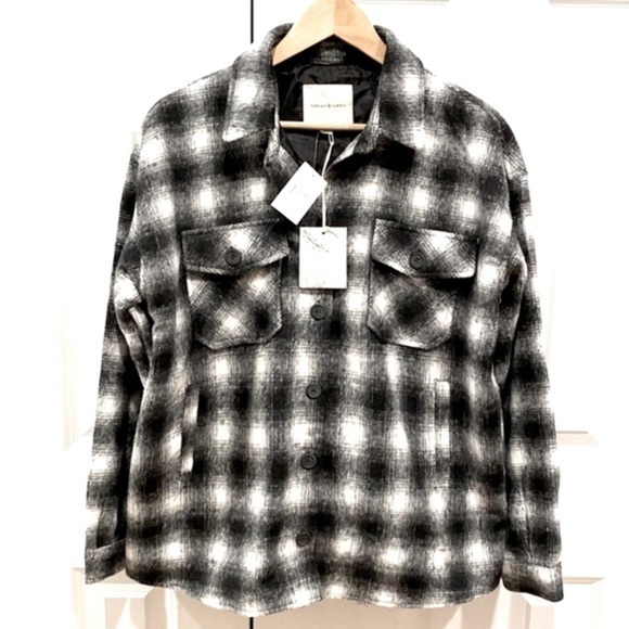 Lined Shacket Plaid Black & White NWT  Thread & Supply - Picture 3 of 11